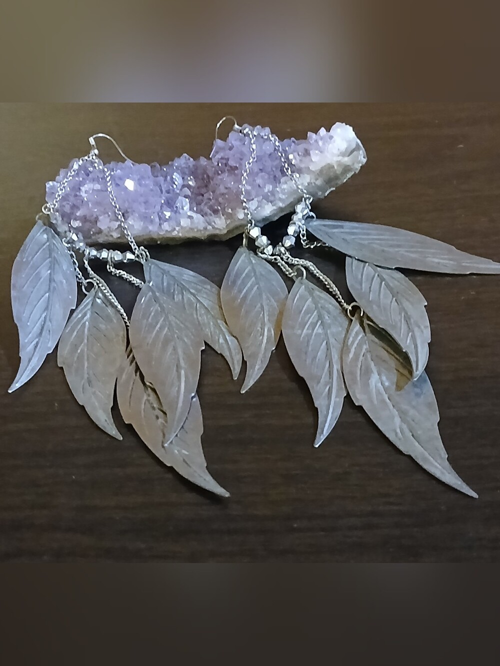 gorgeous silver tone leaf drop dangle earrings